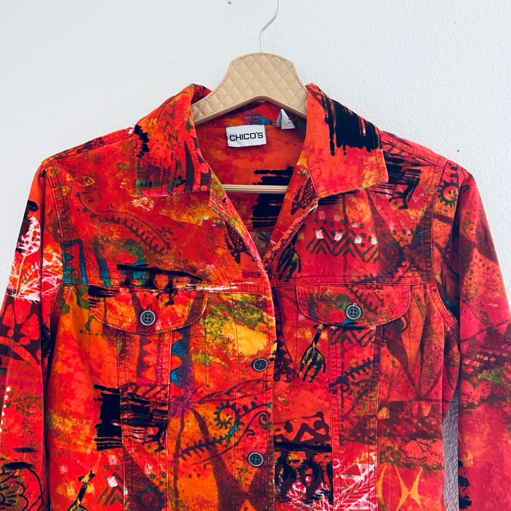 Chico's Artistic Multicolor Button Down Shirt - image 3